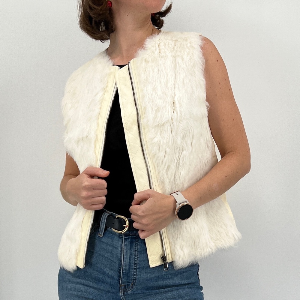 NWT TASHA TARNO Leather and Fur vest